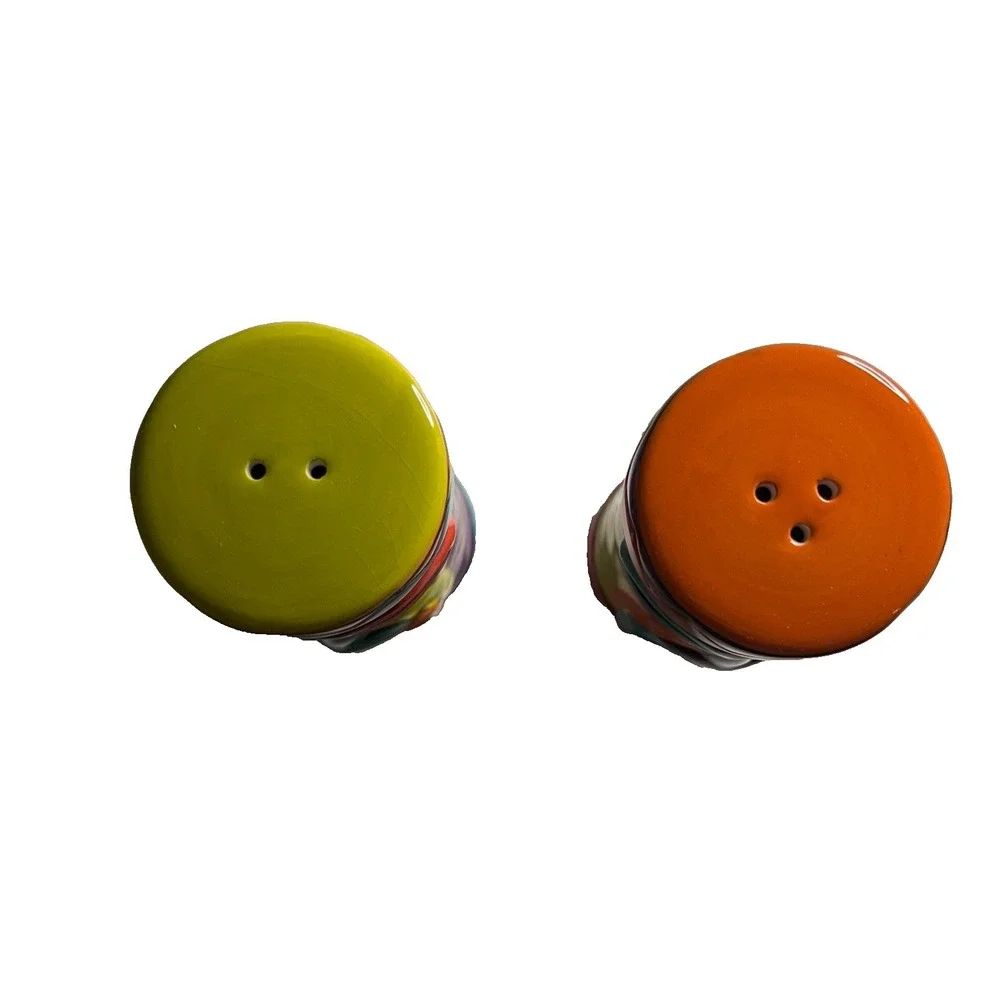 Clay Art Tiki Salt and Pepper Shakers Set In Box Unused Small bottom chip on one